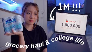 COLLEGE LIFE korean grocery haul 1 million subs new apartment decor ✨ [upl. by Josephine298]