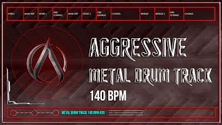 Aggressive Metal Drum Track 140 BPM HQHD [upl. by Bartholomeus276]