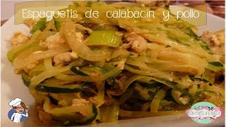 Espaguetis de calabacin con pollo receta fácil y saludable paso a paso [upl. by Ellersick]