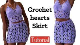 Crochet hearts stitch skirt tutorial  Valentines crochet skirt [upl. by Assilrac857]