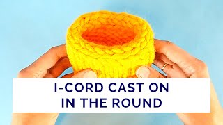 How to Knit ICord Cast On in the Round [upl. by Yllop152]