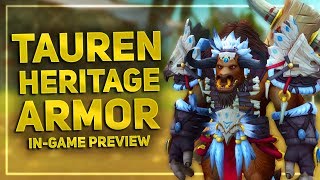 Tauren Heritage Armor  In Game Preview amp Unlock Requirements  Rise of Azshara Patch 82 [upl. by Eittam]