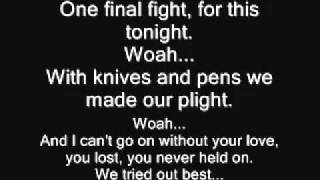 Black Veil Brides  Knives and Pens Lyrics HD [upl. by Aronson954]