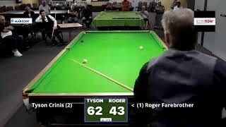 2024 NSW Masters Snooker Semi Final Roger Fare brother vs Tyson Crinis [upl. by Lacym]