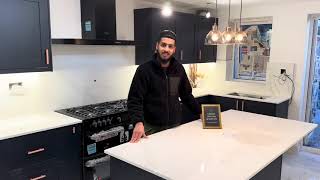 Calacatta Gold Quartz Customer Testimonial By London Kitchen Worktops [upl. by Eelanaj]