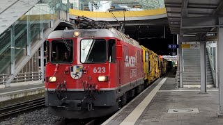 Rhätische Bahn 623 met een werktrein te Chur [upl. by Trautman423]