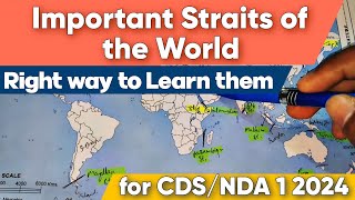 Important Straits of World for CDS NDA 1 2024 Exam  CDS Geography cdsexam [upl. by Esinad]