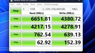 Testare ssd pcie 40 x4 Crucial p5 plus cu CrystalDiskMark [upl. by Deeas]