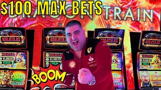 OMG EPIC JACKPOTS On Brand New DRAGON TRAIN Slot  100 MAX BETS [upl. by Xyla]