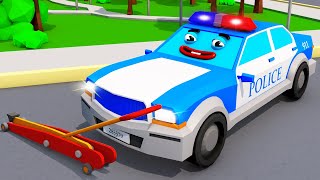 Voiture de police et Piste en ville  Dessin animé pour bébés  3D Voitures en français [upl. by Ker952]