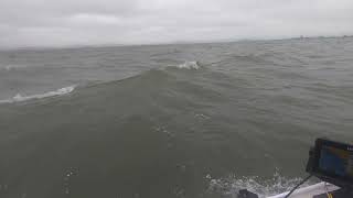 testing saturn inflatable cb330 with 6hp tohatsu outboard fishing San Francisco bay 20 mph winds [upl. by Amery]