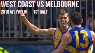 West Coast Eagles vs Melbourne Preliminary final 2018 All the goals behinds amp highlights 1stHALF [upl. by Aihsekel]