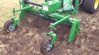 John Deere 1025R with Frontier PR1160 Power Rake Part 2 [upl. by Gerianne]