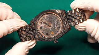 Burned Rolex Restoration 🔥 Unbelievable Before and After [upl. by Elocim]