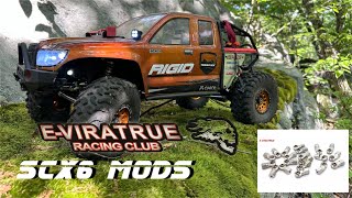 Axial SCX6 Mods  EViratrue 7075 CNC Aluminum Rod ends and Shock ends [upl. by Kalb]