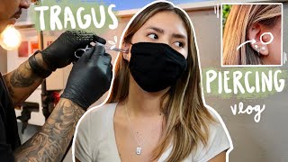 GETTING MY TRAGUS PIERCEDexpierencepainvlog [upl. by Lanna]