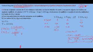 Selectividad química Castilla la Mancha Septiembre 2012 2 B Equilibrio [upl. by Evan966]