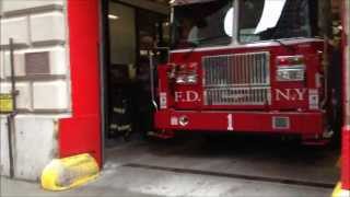 BRAND NEW FDNY TOWER LADDER 1 NEW FDNY BATTALION CHIEF 1 amp MANHATTAN BOROUGH COMMAND UNIT DOWNTOWN [upl. by Asylem]