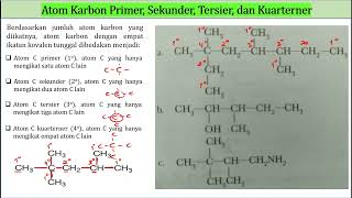 Penggolongan Senyawa Hidrokarbon dan Menentukan Jenis Atom Karbon Primer Sekunder Tersier Kuarterner [upl. by Kcirdez387]