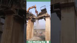 Best working day 1755 The process of demolishing a bridge with an excavator [upl. by Araet]