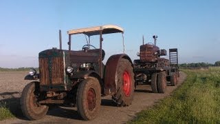 Hanomag R45 zieht schweren tieflader mit K55 im sand [upl. by Manthei629]