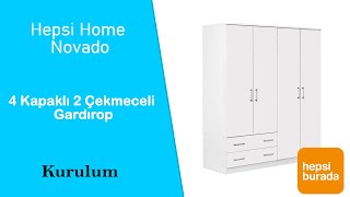 Hepsi Home Novado 4 Kapaklı 2 Çekmeceli Gardırop Kurulum  Montaj [upl. by Alemahs]