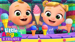 Ice Cream Truck Song  Nina and Nico  Little Angel And Friends Fun Educational Songs [upl. by Ahsykal]