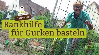 Rankhilfe für Gurken selbst gemacht aus Gitter und Hasendraht  Recycling im Garten [upl. by Arahd576]