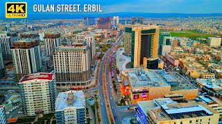 Gulan Street Erbil City 2024 Aerial View 4K 60FPS KURDISTAN Drone [upl. by Havstad]