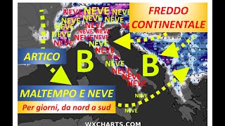 METEO  CONFERMATA NEVE FINO ALLA COSTE POI TORNA IPOTESI NEVE IN PIANURA AL NORD SUPER INVERNO [upl. by Ressay]