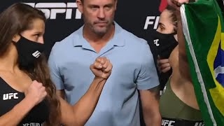 Felicia Spencer vs Norma Dumont Viana  Weighin FaceOff  UFC Fight Night Font vs Garbrandt [upl. by Rinum576]