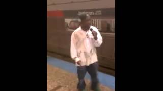 Amazing Homeless Man Rapping to Mocking bird by Eminem [upl. by Ydiarf]