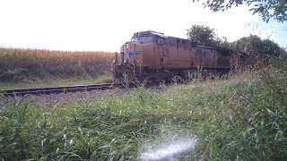 Long amp slow Northbound UP train traveling through White Oak Iowa [upl. by Annayehc]