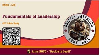 Fundamentals of Leadership  MSL201 Lesson 05  ROTC [upl. by Atiuqal]