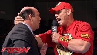 John Cena gives Paul Heyman until halftime Raw Sept 15 2014 [upl. by Bondie468]