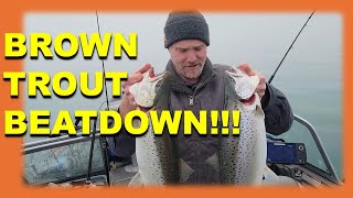 Epic Brown Trout BEATDOWN On Lake Michigan browntroutfishing lakemichigan [upl. by Carlie36]