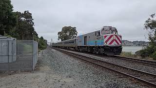 Amtrak San Joaquins 710 Passes Eckley Pier With Comet Car Set To Bakersfield 5182024 [upl. by Custer]