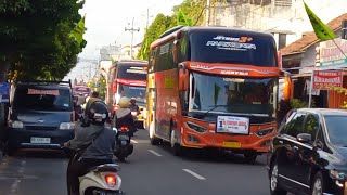 Iring Iringan Bus Pariwisata keren dikeramaian Kota Jogja [upl. by Brant372]