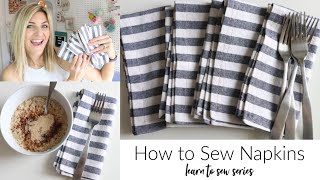 How to Sew Napkins with Mitered Corners  Learn to Sew Series [upl. by Kanal]