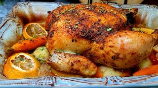 Oven Roasted Chicken Recipe  Simply Mamá Cooks [upl. by Airdnaz620]