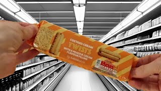 Custard Cream Twists With A Peach amp Cream Flavour Filling By Sainsburys  Random Reviews [upl. by Neve]