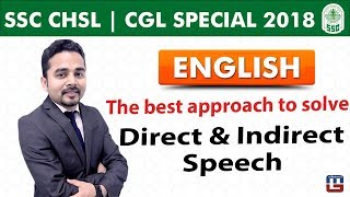 Direct amp Indirect Speech  English  SSC CHSL  CGL Special 2018  500 PM [upl. by Ezmeralda]