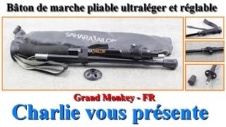 Grand Monkey Bâton de marche pliable ultraléger et réglable [upl. by Anertak]