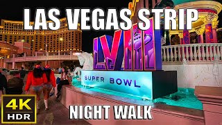 Las Vegas Strip Night Walk  February 2024 [upl. by Lemmueu999]