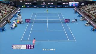 Agnieszka Radwanska vs Caroline Wozniacki 36 Shot Rally  2016 China Open Round of 16 [upl. by Candy]