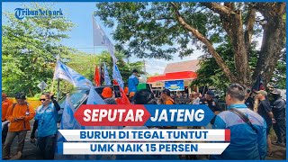 Ratusan Buruh di Tegal Demo Tuntut UMK 2024 Naik 15 Persen [upl. by Yoong708]