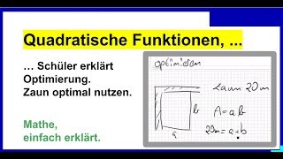 Quadratische Funktionen Schülerin erklärt Optimierung Zaun und größte Fläche [upl. by Keyes]