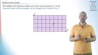 Combinatoriek  routes in een rooster  WiskundeAcademie [upl. by Onurb875]