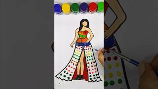 Colourful dress acrylic painting 🎨🖌️ artandcrafts paintingtechniques art [upl. by Adaval766]