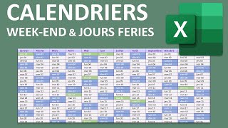 Calendrier Excel avec WeekEnd et jours fériés [upl. by Merl]